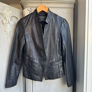 Y2K Vintage Lucky Brand XS Black Leather Blazer Jacket Women's